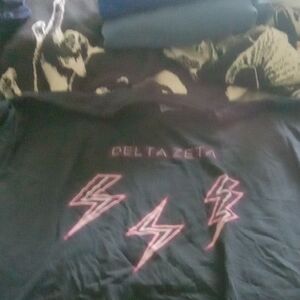 Comfort Colors Black Tee with Pink Lightning Design